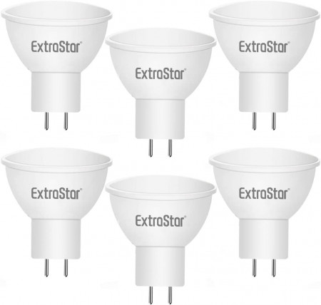 Set de 6 becuri ExtraStar, LED, metal/plastic, alb/argintiu, 5,5 x 5 cm, 6W