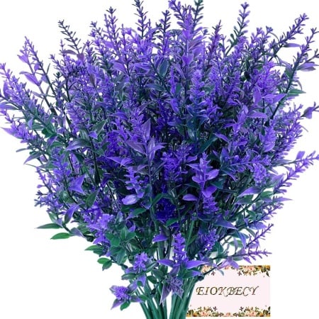 Set de 6 flori artificiale de lavanda Eiokbecy, plastic, verde/violet, 32 cm