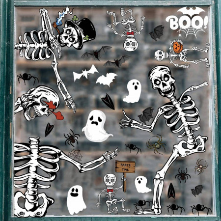 Set de 6 foi cu stickere pentru Halloween TBSCWYF, PVC, alb/negru