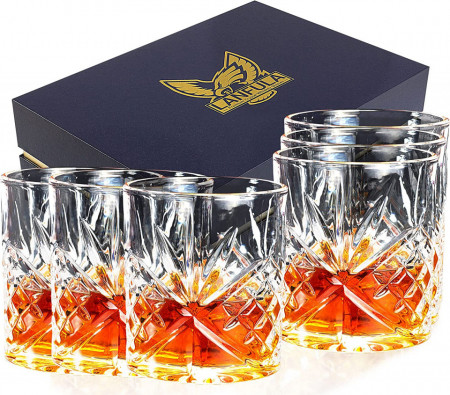 Set de 6 pahare de Whiskey Lanfula, sticla, transparent, 300 ml - Img 1
