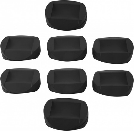 Set de 8 capace pentru mobilierul cu roti Dropfree, cauciuc, negru, 8,1 x 1 cm