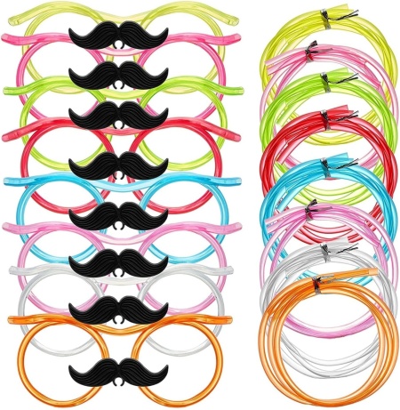 Set de 8 ochelari cu paie pentru bauturi Jeffouoooo, plastic, multicolor, 13,5 x 5,2 cm