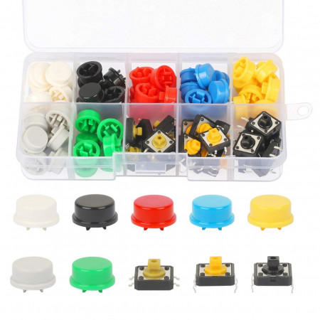 Set de butoane cu intrerupator CHALA, plastic/ metal, multicolor, 80 piese