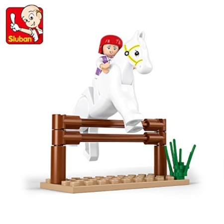 Set de construcție Sluban Girls Dream - ECHITATIE, 20 piese, cal și călăreț, multicolor