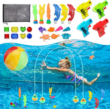 Set de jucarii pentru scufundari copii BARVERE, plastic, multicolor, 32 piese