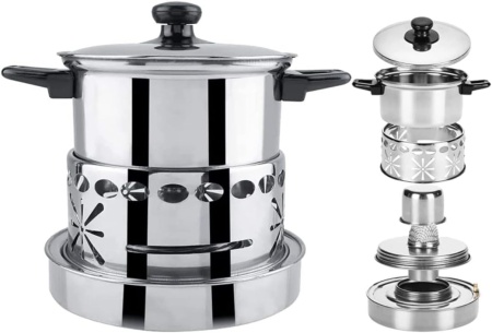 Set fondue Ftory, otel inoxidabil, argintiu/negru, 23 x 23 cm