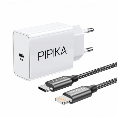 Set incarcator cu cablu USB tip C PIPIKA, 25 W, 9V/2.77A, 2 m