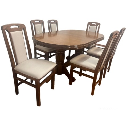 Set masa living SB Nork nuc plus 6 scaune SB Tim nuc, 74x90x160/200 cm