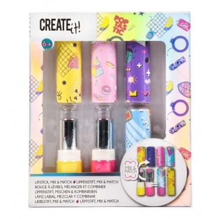 Set poptastic 2 rujuri colorate cu 2 capace de schimb Create It pentru fetite