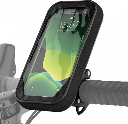 Suport de telefon pentru bicicleta VELMIA, poliester/plastic, negru, 8 x 17 cm - Img 1