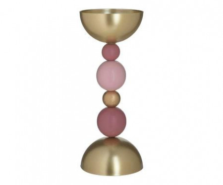 Suport pentru lumanare Mathurin, metal, auriu/roz, 10 x 26 cm - Img 1