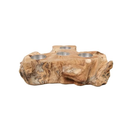 Suport pentru lumanari Williston Forge, lemn/metal, natur/argintiu, 7 x 30 x 30 cm