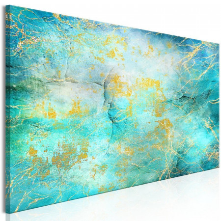 Tablou „Emerald Ocean”, panza/lemn, turcoaz/auriu, 30 x 88 cm