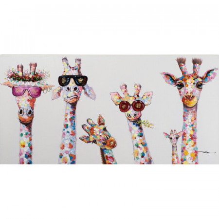 Tablou &#039;Curious Giraffes Family&#039;, 70cm H x 140cm W x 4cm D - Img 1