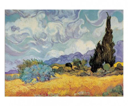 Tablou Cypress Trees (Van Gogh), MDF/panza, multicolor, 83 cm - 103 cm