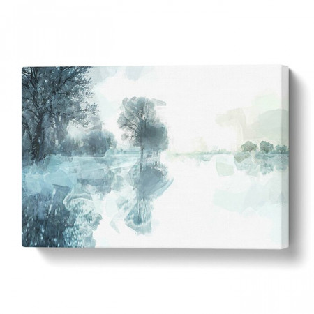 Tablou &#039;Trees Reflecting in a Lake at Winter&#039;, 60 x 90 x 3 cm - Img 1