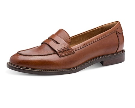 Tamaris, Pantofi loafer uni din piele, Maro scortisoara, 38, Resigilat, Grad A