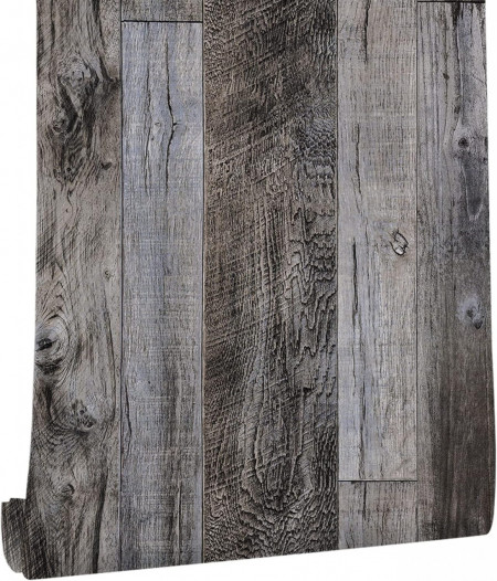 Tapet efect vintage JOLIHOME, PVC, maro inchis, 44, 5 x 500 cm