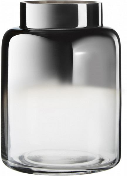 Vaza decorativa Uma, sticla, transparent/negru, 15 x 20 cm - Img 1