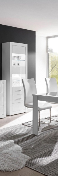 Vitrina BIANCO, Alb lucios, 65 cm latime