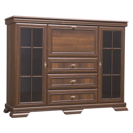 Vitrina living VM6, 3 usi, 3 sertare, Nuc, 158 x 46 x 117 cm