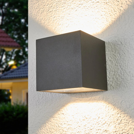 Aplica de perete pentru exterior Merjem, LED, aluminiu, gri inchis, 12 x 12 x 12 cm - Img 1