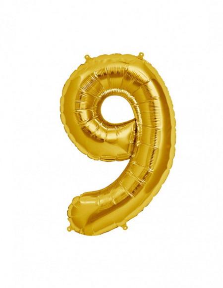 Balon aniversar Maxee, cifra 9, auriu, 40 cm