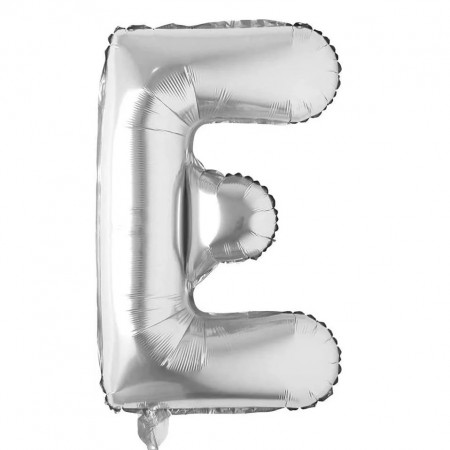 Balon aniversar Maxee, litera E, 40 cm, argintiu