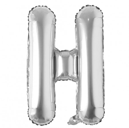 Balon aniversar Maxee, litera H, argintiu, 40 cm