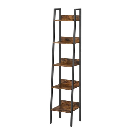 Biblioteca Leesville XI, PAL/metal, maro rustic/negru, 34 x 170 x 30 cm