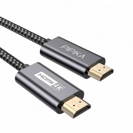 Cablu HDMI de 4 K si 60 Hz PIPIKA, nailon, negru, 2 m