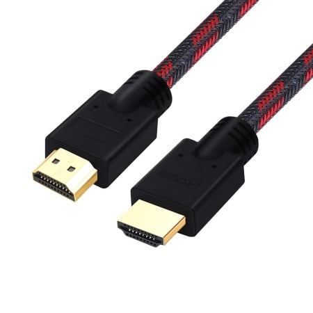 Cablu HDMI Shuliancable, metal/nailon, negru/gri/rosu, 20 m