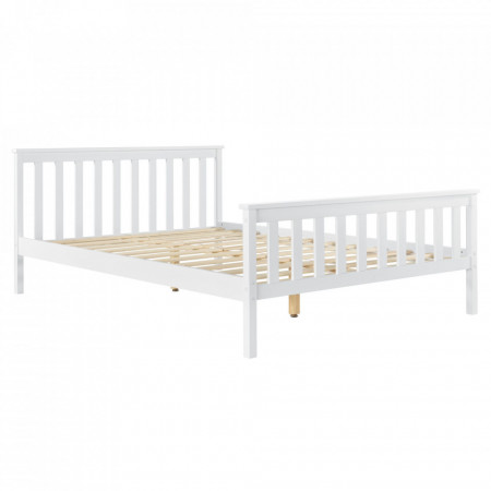 Cadru de pat Ostia din lemn masiv, alb, 208 x 148 x 82cm - Img 1