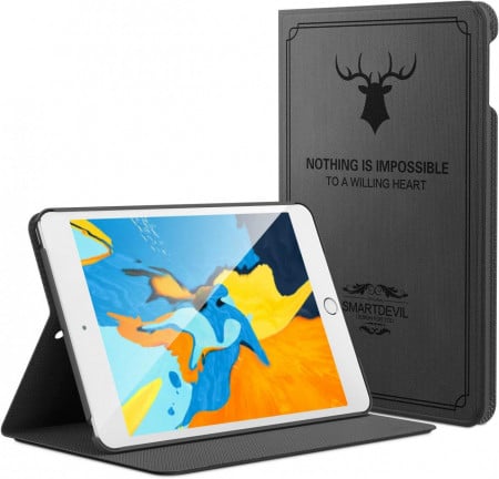 Carcasa de protectie pentru Apple iPad mini 4/5 SmartDevil, piele PU, negru, 7,9 inchi