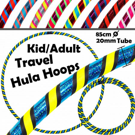 Cerc pentru fitness/masaj Hula Hoops, MPDE, albastru/negru/galben, 85 cm - Img 1
