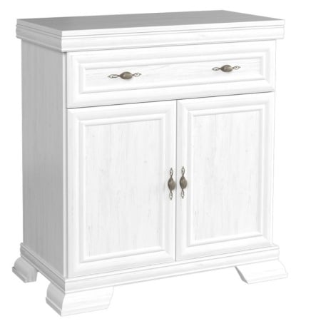 Comoda living VM1, 2 usi, sertar, Alb Antichizat, 88 x 46 x 97 cm