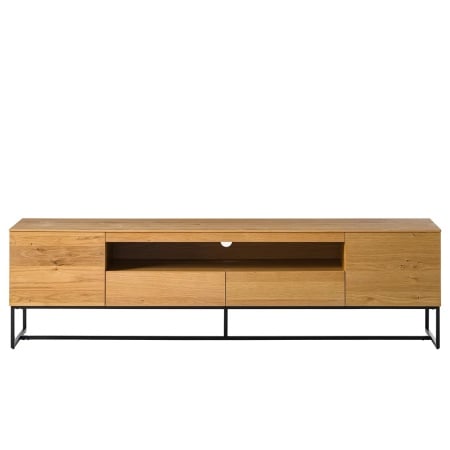 Comoda TV Nozza, MDF/metal, natur/negru, 181 x 56 x 40 cm