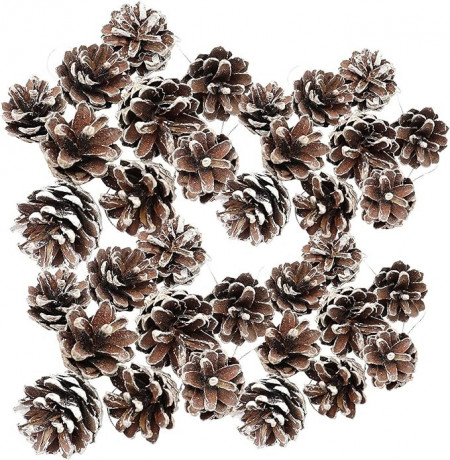 Conuri de pin decorative Cosmpeak, maro, 4 cm