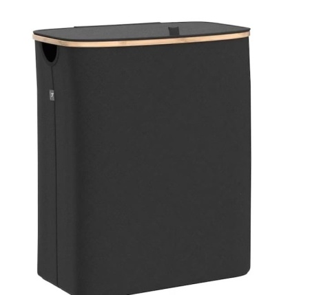 Cos de rufe Hennez cu 3 compartimente, premium, cu capac, sistem sortare, negru, 150 L, Resigilat, Grad A - Img 1