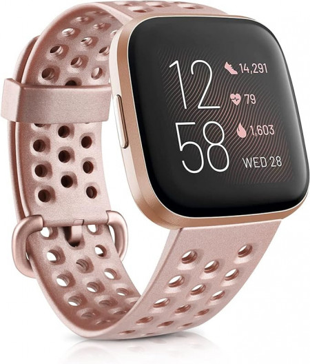 Curea de ceas compatibila cu Fitbit Versa, silicon, rose gold, 140-210 mm
