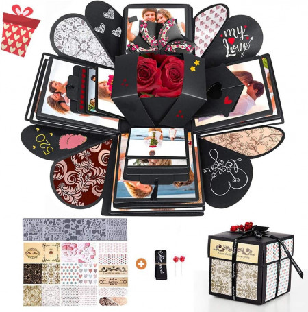 Cutie surpriza personalizata WELLXUNK, carton, negru, 36 x 36 cm