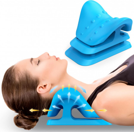 Dispozitiv de relaxare cervicala cu 10 noduri de masaj Fanlecy, spuma, albastru