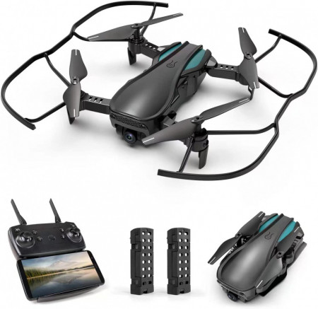 Drona cu camera 1080P si 2 baterii de zbor 16-20 minute QQPOW, ABS, negru, pliabila - Img 1