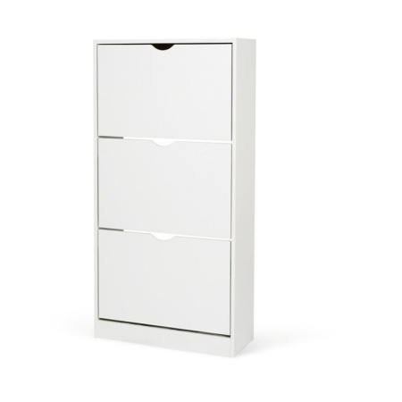 Dulap pentru depozitare pantofi KL Carey, 3 usi rabatabile, 6 rafturi, Pal Melaminat, 60 x 24 x 118 cm, alb