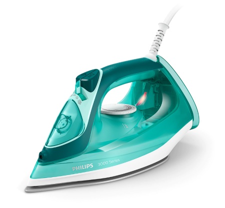 Fier de calcat Philips DST3030/70, putere 2400W, jet continuu de abur 40g/min, culoare turcoaz, rezervor de apa 300ml, talpa ceramica, oprire automata, Resigilat, Grad B