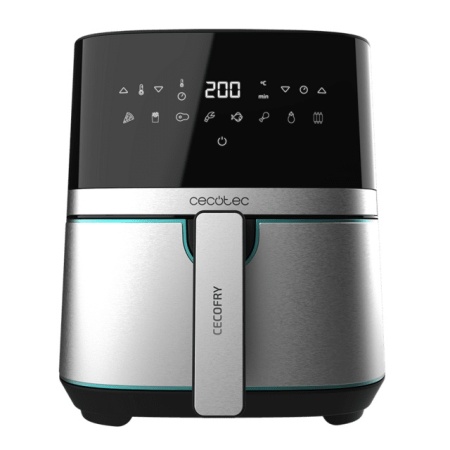 Friteuza cu aer cald, fara ulei Cecotec Full Inox 5500 Pro, 1700W, 5.5L, Control tactil, 8 Programe Presetate