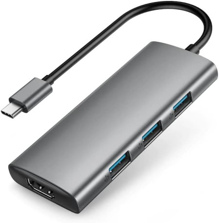 Hub USB-C 7-în-1 pentru iPad Pro/MacBook iSmart, cu 4K USB-C la HDMI, 3 porturi USB 3.0, cititor de carduri SD/TF, sursa de alimentare de 100 W