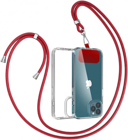 Husa de protectie cu snur pentru iPhone 11 Pro Gumo, TPU/poliester, transparent/rosu, 5,8 inchi