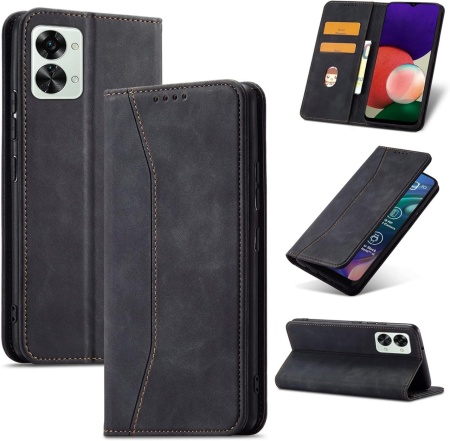 Husa de protectie flip pentru OnePlus Nord 2T 5G Atisijie, TPU/piele PU, negru, 6,43 inchi