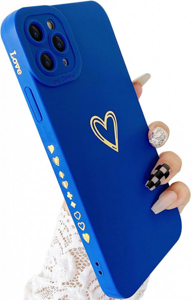 Husa de protectie pentru iPhone 11 PRO SmoBea, silicon, albastru inchis/auriu, 5,8 inchi